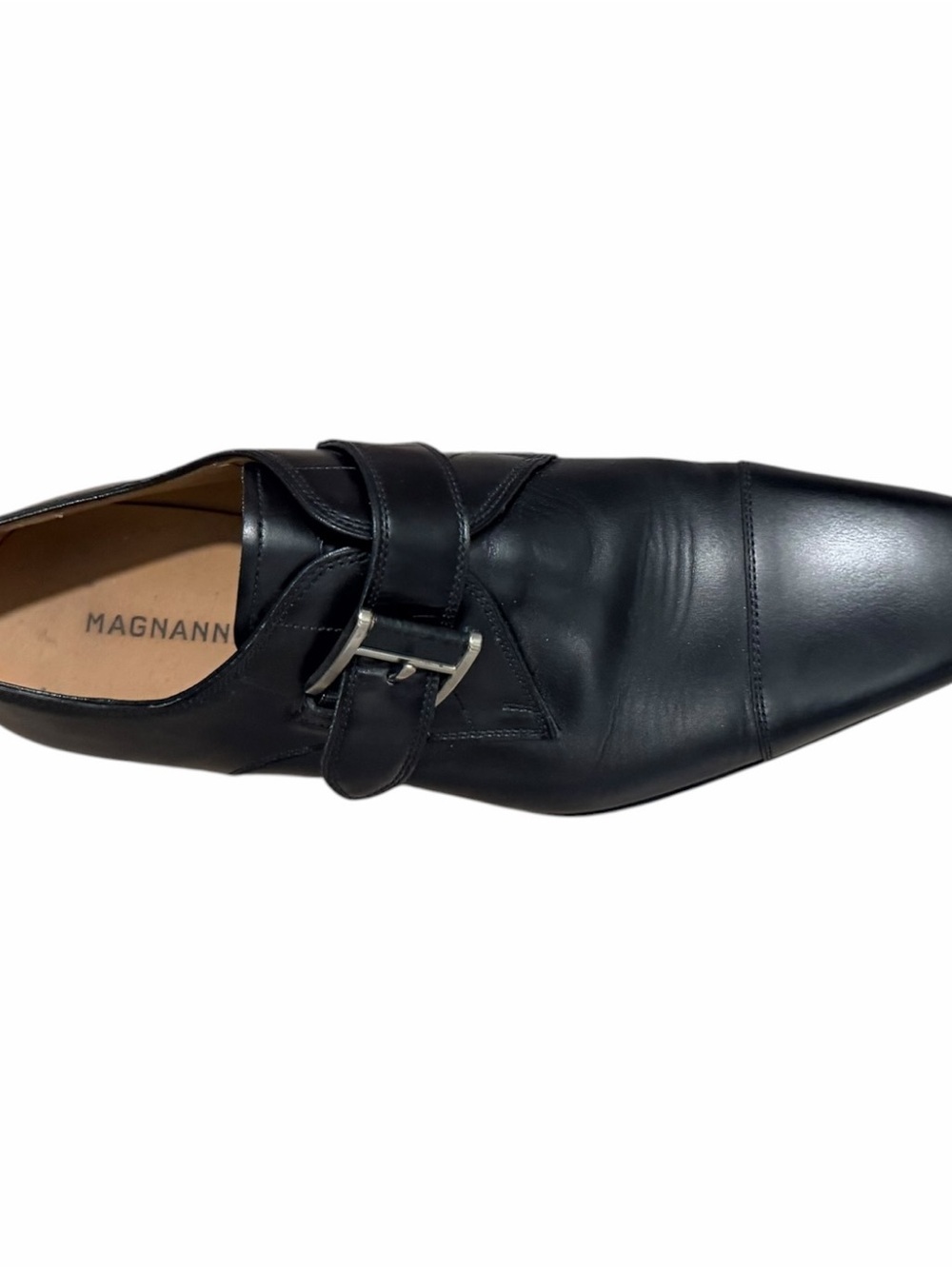 MAGNANNI ✘ Black Double Monk Strap Cap Toe Dress Shoes 7 Leather Spain - Picture 9 of 14
